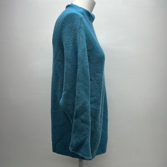The Reset R Label Sweater Wool Cashmere Knit High Neck Boxy Teal Blue Size XS - Picture 2 of 8
